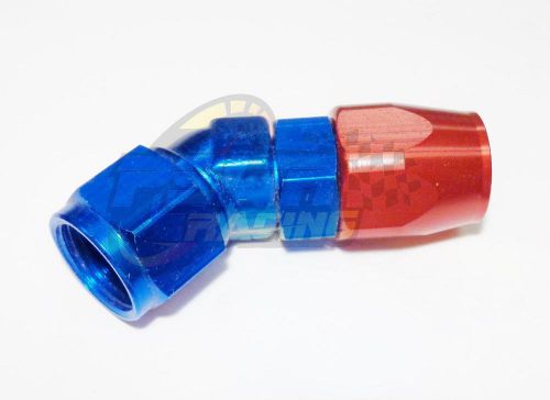 Pswr swivel oil fuel/gas hose end fitting blue/red an-10, 45 degree 7/8 14 unf