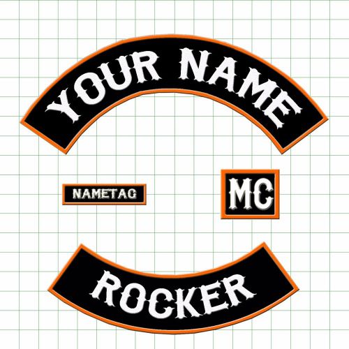 2set custom 16"+13"rocker 4pcs biker vest embroidered rockers full set large xxl