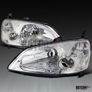2001-2003 honda civic lx ex jdm headlights chrome
