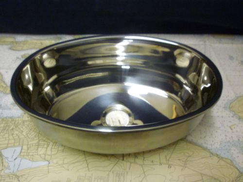 Polished stainless steel boat sink  (15&#034; x 10.5&#034;)