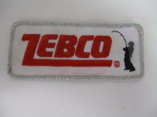 "zebco" rod &amp; reel embroiderd sew on patch uniform jacket shirt badge vintage!