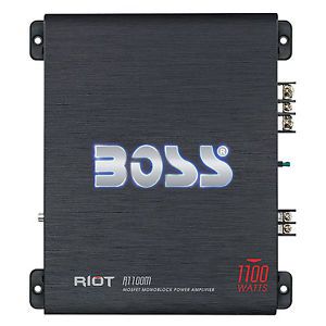 Car monoblock amplifier 1100w class a b 2-8ohm boss audio r1100m riot w/remote
