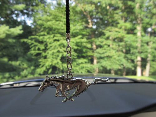 Chrome mustang running horse rear view mirror hang dangler broncos smu ford fan