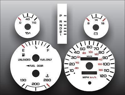1994-1997 dodge ram non tach instrument cluster white face gauges 94-97