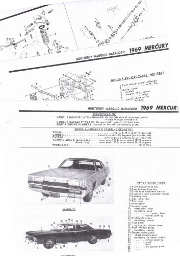 1969 mercury monterey marquis marauder 69 parts list frame crash sheet mre