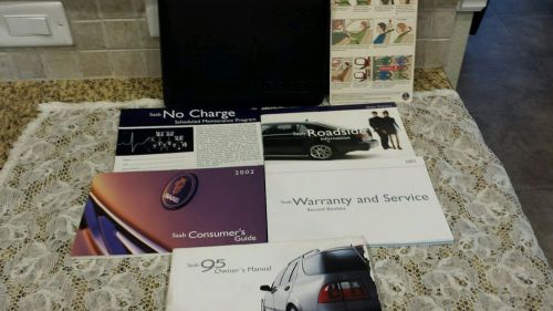 2002 02 saab 95 9-5 owners manual guide book zipped leather case &amp; literature