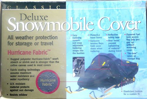 Classic deluxe large - 116&#034; - 130&#034; - black hurricane fabric snowmobile cover