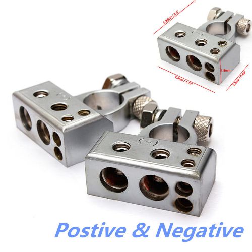 Pair 12v car battery terminal clamp clips connector negative positive 2 4 8 awg