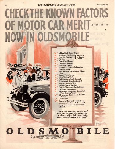 Vintage original 10 1/2&#034; x 13 1/2&#034; 1927 oldsmobile magazine advertisement