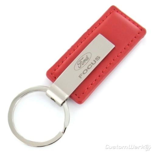 Ford focus red leather rectangular key chain
