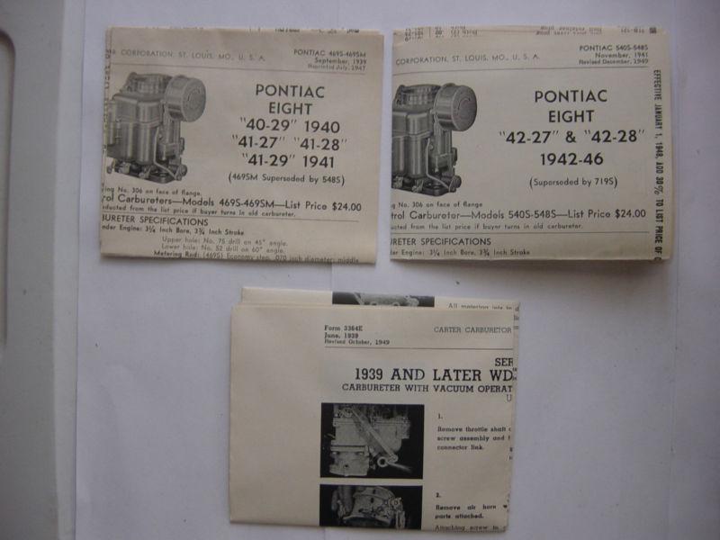 Carb Repair Kit 1940-1946 Pontiac Eight with a Carter WDO Carb# 469S, SM, 540S, US $24.95, image 6