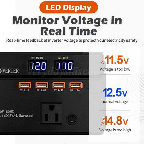 3000w car power inverter dc 12/24v to ac 110v converter adapter charger outlet