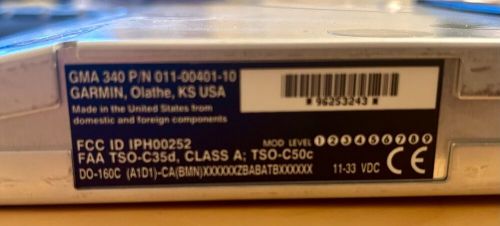 Garmin gma 340 audio panel - part number: 011-00401-01 - fully functional