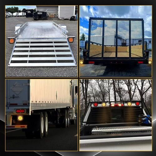 2X 4" Amber Round LED Trailer Tail Light Turn Signal Light w/Mounting Bracket P, US $31.99, image 7