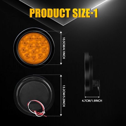 2X 4" Amber Round LED Trailer Tail Light Turn Signal Light w/Mounting Bracket P, US $31.99, image 10