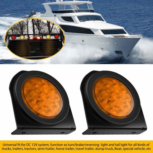 2X 4" Amber Round LED Trailer Tail Light Turn Signal Light w/Mounting Bracket P, US $31.99, image 12
