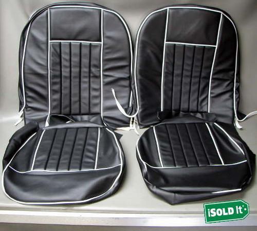 New ah spares 1966-1968 austin healey sprite / mg midget blk/blk/wh seat covers