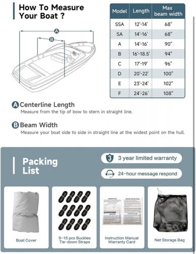 Umbrauto 600D Boat Cover with Motor Cover 23-24Ft Heavy Duty, US $50.00, image 5