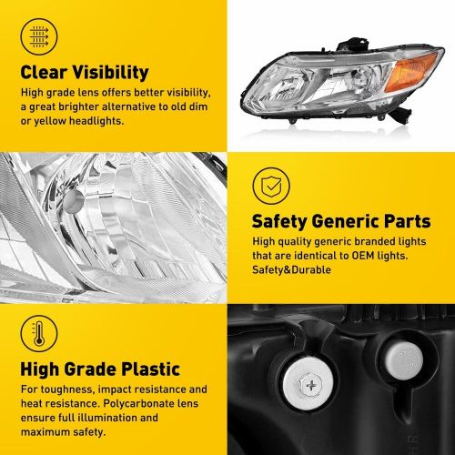 Front Headlights For 2012-2015 Honda Civic Sedan 4-Door Coupe 2-Door Headlamps, US $119.99, image 3