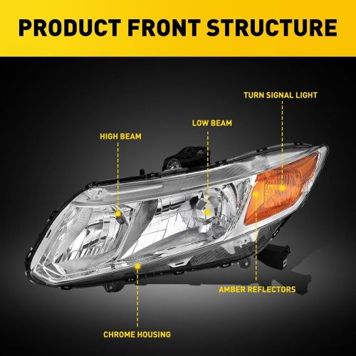 Front Headlights For 2012-2015 Honda Civic Sedan 4-Door Coupe 2-Door Headlamps, US $119.99, image 14