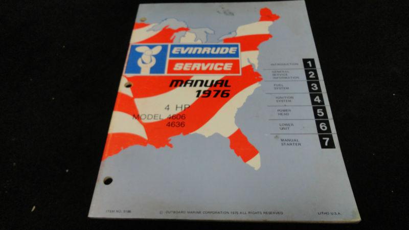 #5186 1976 evinrude 4hp, 4 hp models service manual outboard motor engine 