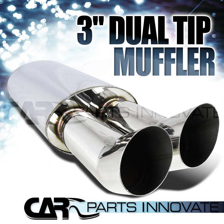 3" dual slant slash tip 2.5" inlet stainless steel exhaust muffler