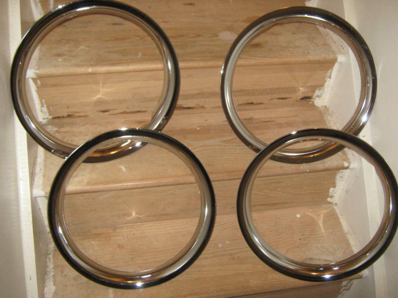 Real metal 15" chrome trim ring set hot rod muscle car rallye mag wheels 4-set