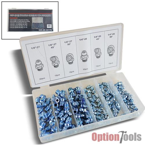 110pc sae hydraulic grease zerk zirk fitting assortment straight 90 1/4 1/8 auto
