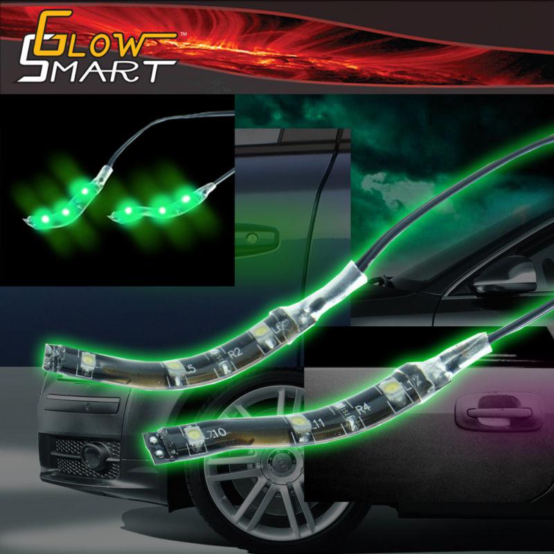 4 x 2” led strip light door dash panel lighting flexible waterproof 3 green smd