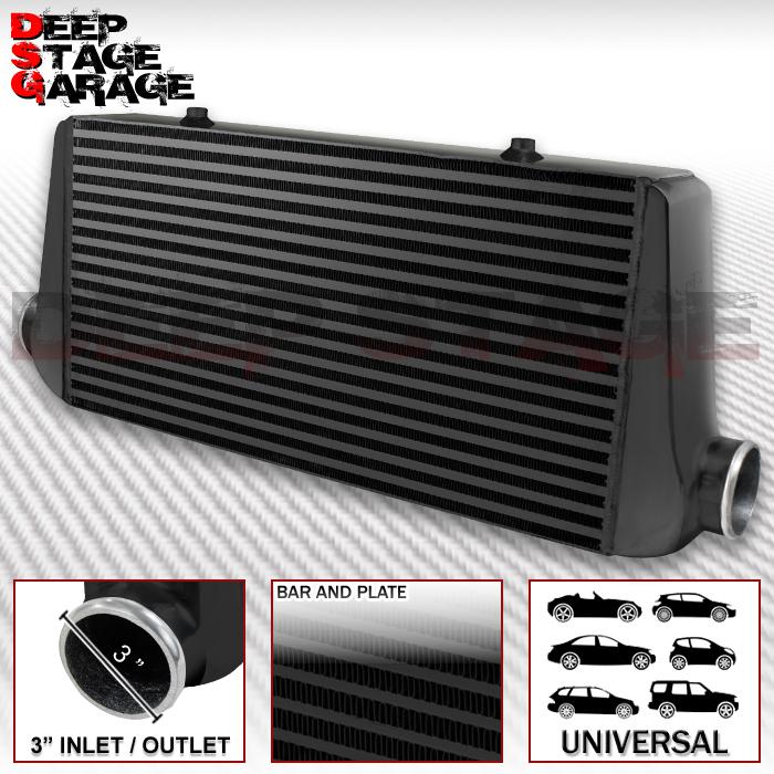 31x12x4 bar&plate aluminum turbo fmic front mount intercooler black 3"in/outlet