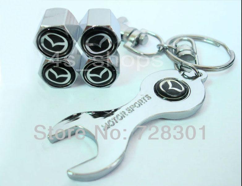 Purchase Tire Valve Caps with Mini Wrench & Keychain for Mazda (4Piece