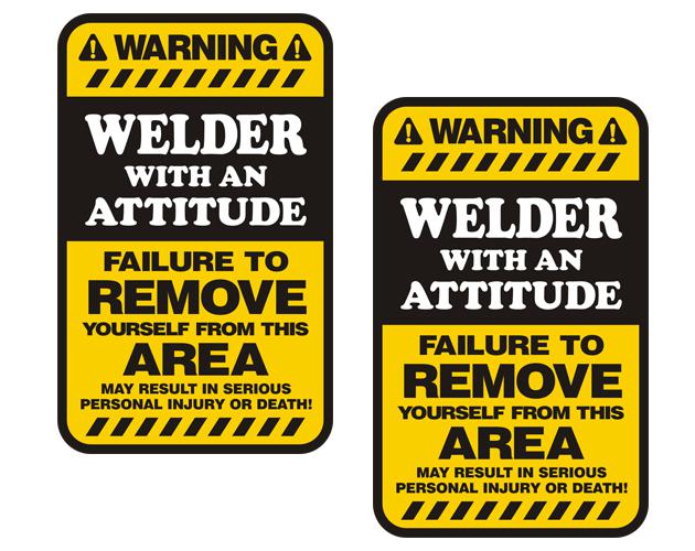 Welder warning yellow decal set 3"x1.8" mig arc tig welding sticker zu1