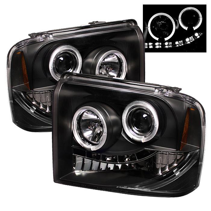 Spyder ford f250/350/450 super duty 05-07 projector headlights - led halo- led (