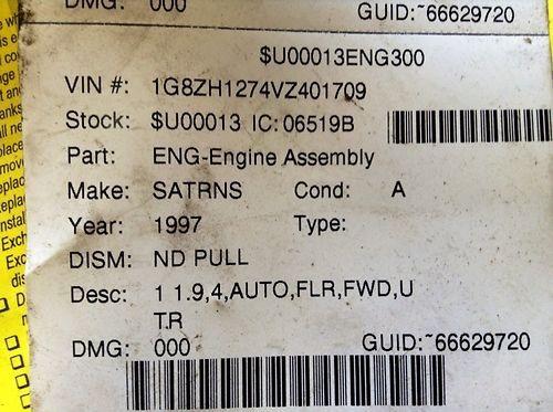 1997 SATURN SW2 1.9L DOHC AUTO OEM ENGINE WIRING HARNESS, US $59.99, image 6