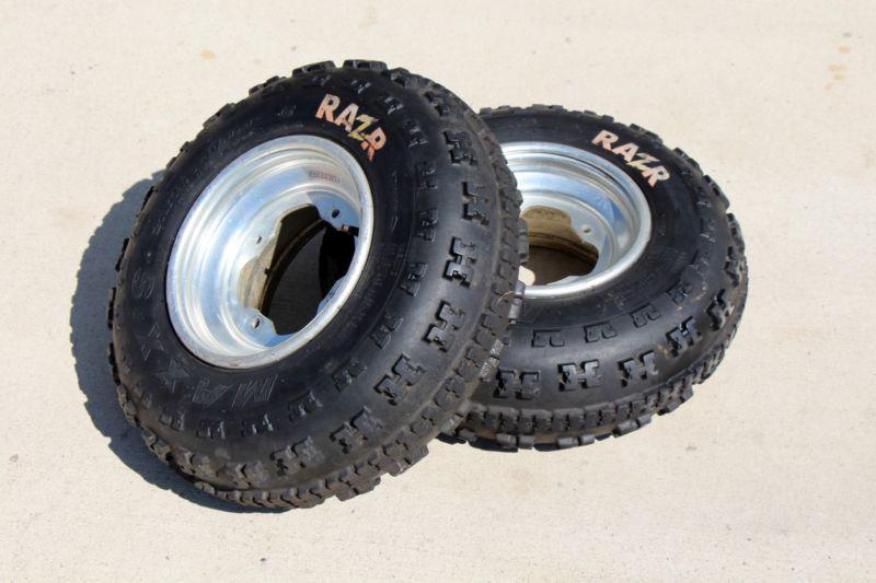 Maxxis razr front tires aluminum wheels rims yamaha banshee yfz450 raptor i-59