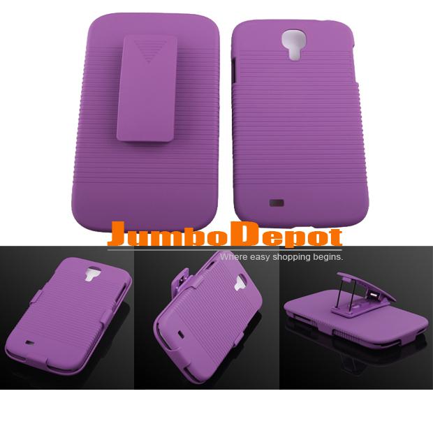 Purple stand phone case cover protector holster clip for samsung galaxy s4 hot