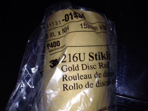 3m 6" 400 grit stikit psa gold sandpaper sanding disc roll 175ct.