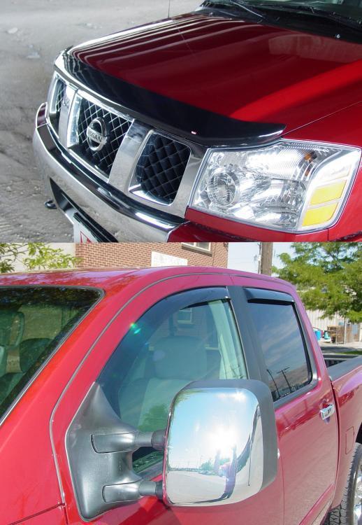 Nissan titan 2004 - 2013 bug deflector shield & in-channel wind deflector combo