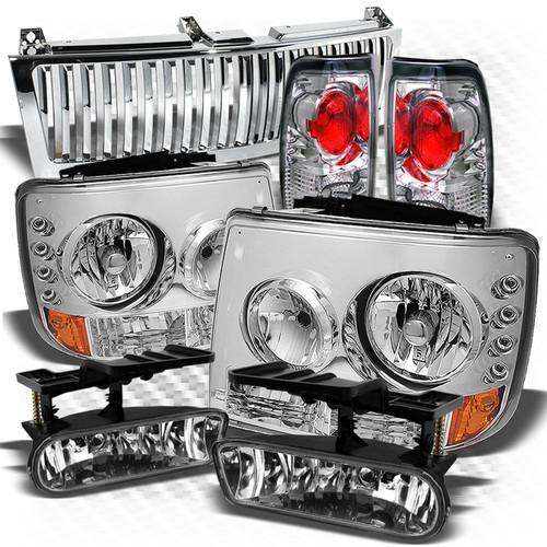 Purchase 9902 Silverado Chrome Headlights + Vertical Grille + Tail