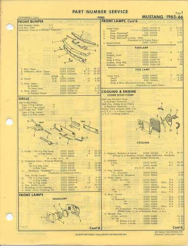1965-66 ford mustang parts manual  ht convertible gt 350 1966 65