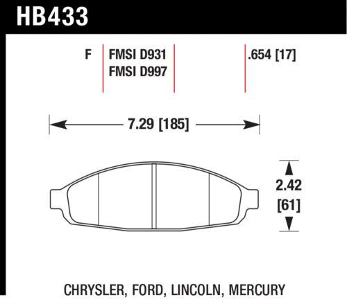 Hawk performance hb433f.654 disc brake pad