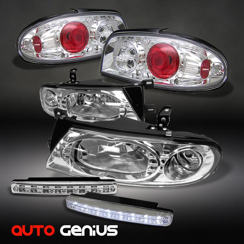 93-97 altima chrome headlights + altezza tail lights + led daytime running light