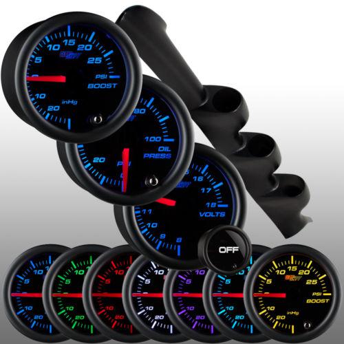 94-02 ford mustang triple gauge pod + 3 tinted 7 gauges