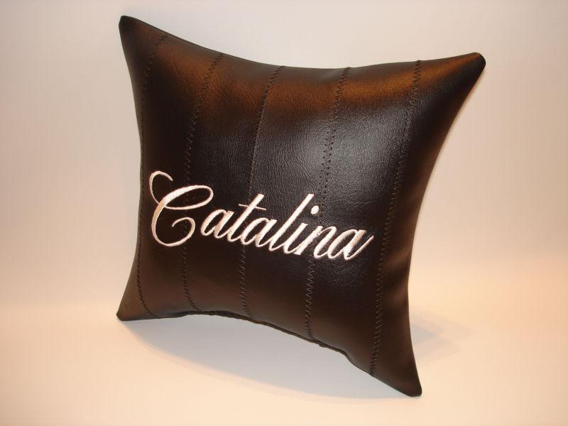 Vintage custom made pontiac catalina car show pillow black with gold emblem
