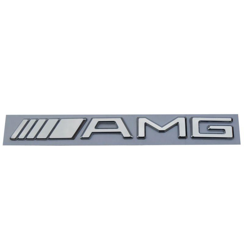 Hq chrome amg 3d car sticker decal badge emblem for mercedes benz - silver