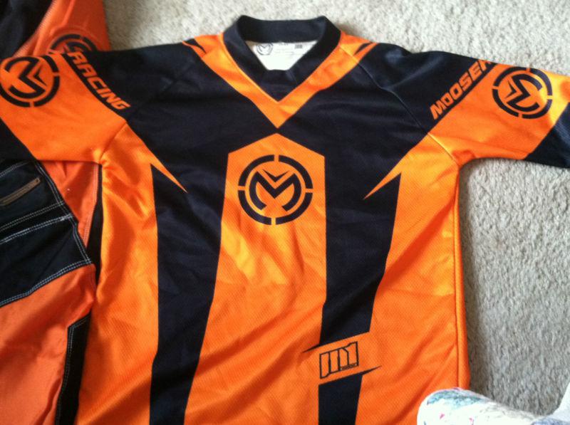 Moose m1 orange & black youth riding pants & shirt