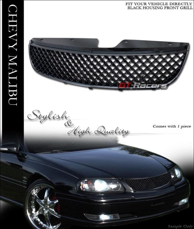Black badgeless style mesh front hood bumper grill grille 1997-1999 chevy malibu