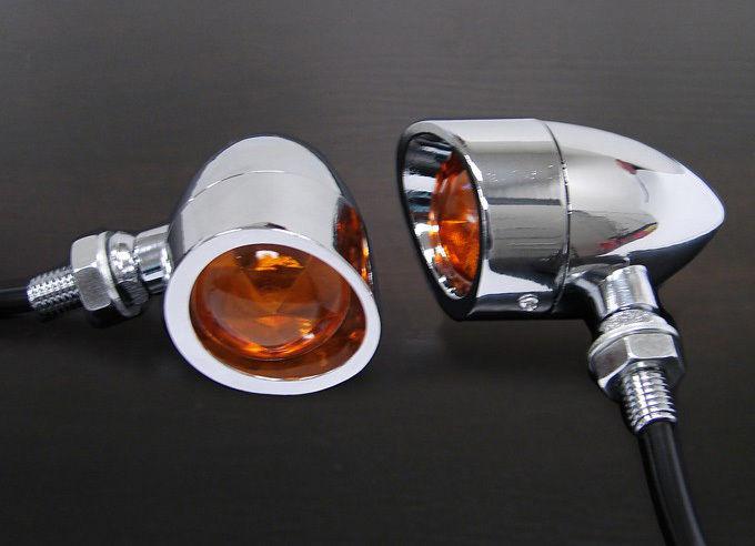 Chrome metal mini bullet turn signals for suzuki honda vulcan cruiser cafe racer