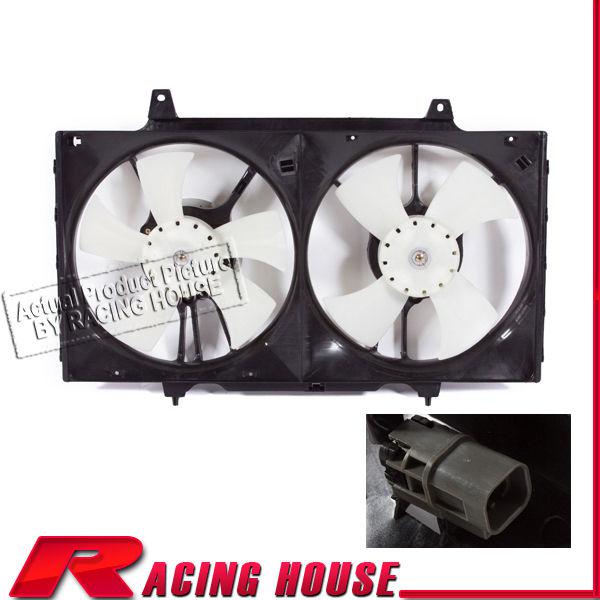 93-97 altima radiator a/c conditioning condenser dual fan motor shroud ni3115104