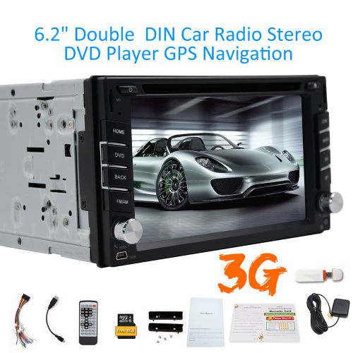 Car radio double din head unit gps navigation bluetooth 6.2&#034; dvd 3g rear camera